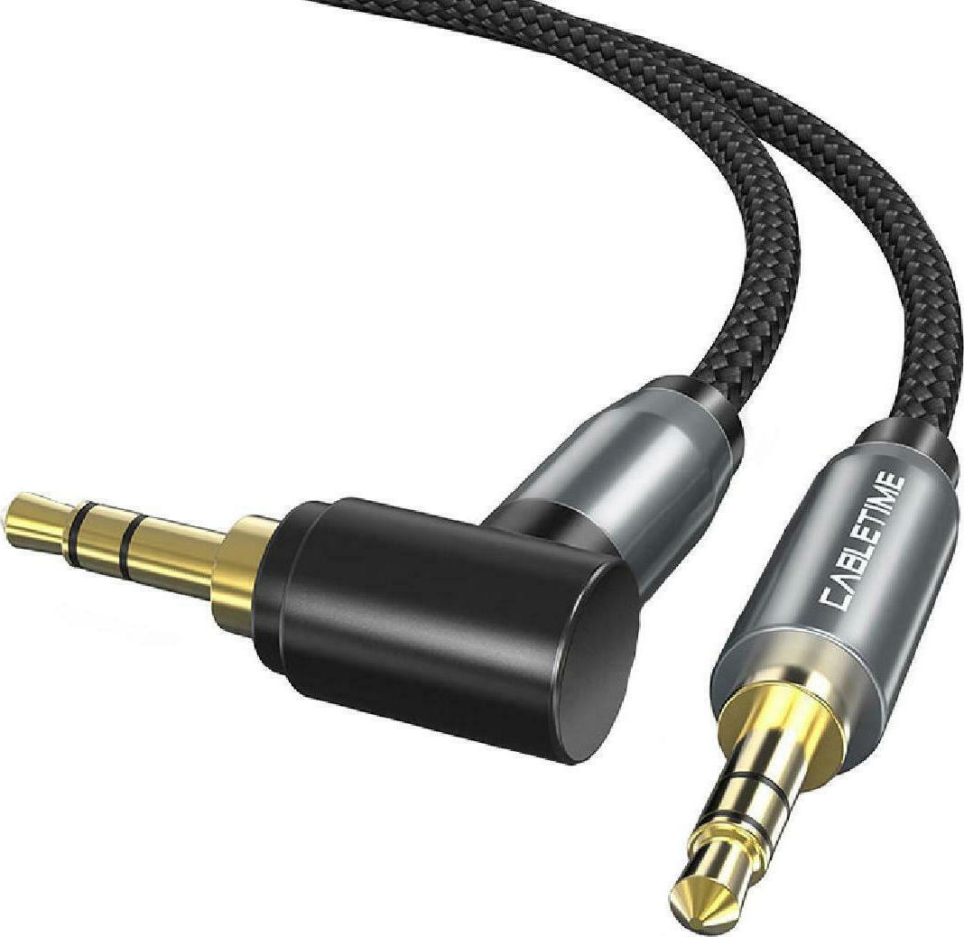 Time Cable Cabletime Cable 3.5mm male - 3.5mm male 90° Μαύρο 1.8m (CT-AV311-P11RGN ...