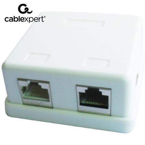 CABLEXPERT TWO JACK SYRFACE MOUNT BOX WITH 2 CAT5e HALFSHIELDED KEYSTONE JACKS Gameexplorers.gr