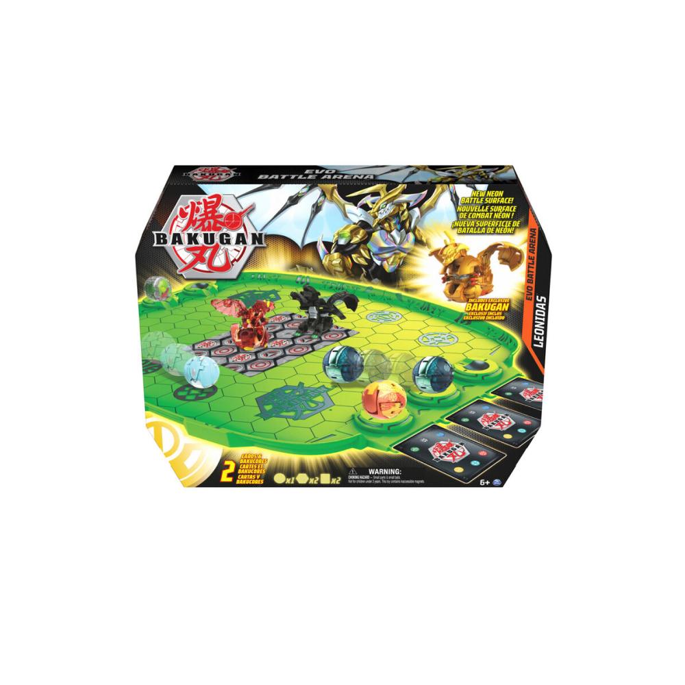 BAKUGAN Evolution Evo Battle Arena – Campo Desmontable Verde Neón Con Aurelus Leonidas Exclusivo – Para Duelos